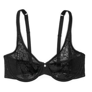 ADORE ME Celestine Unlined Full Coverage Jet Black Floral Lace Bra 36C NWT